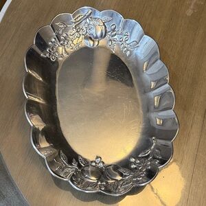 Lenox Orchard in Bloom Metal Scalloped Edge Serveware Salad Serving Plate